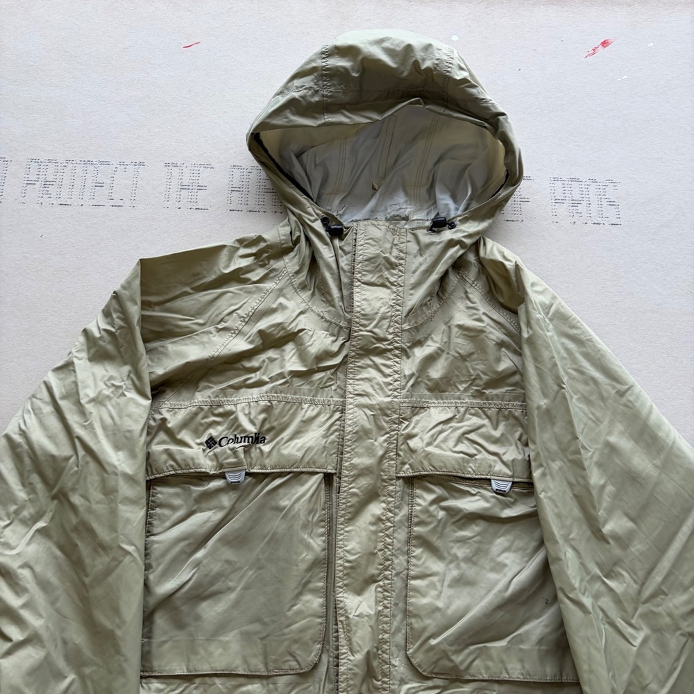 Y2K Columbia Sportswear Jacket Hooded Shell Khaki Tan